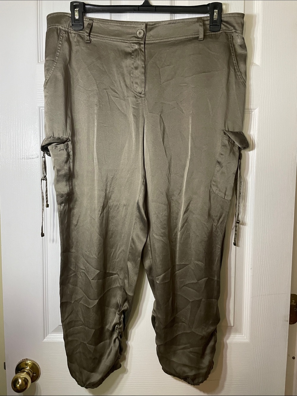 Sussan Women's Satin Joggers in Olive